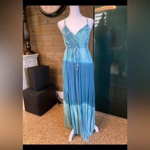 Boston Proper Teal Tie-Dye Maxi Dress